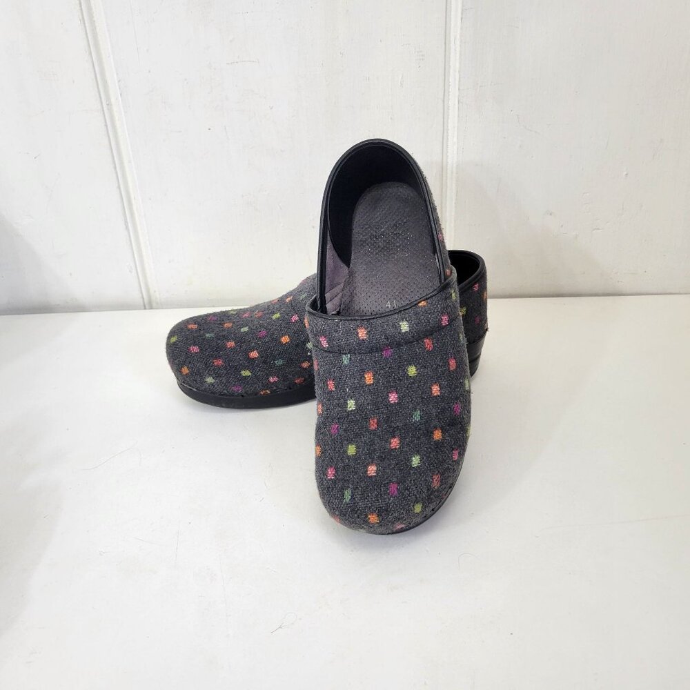 Dansko Vegan Professional Clogs Multicolor Polka Dot Black Slip-On Comfort Shoes - Picture 4 of 8